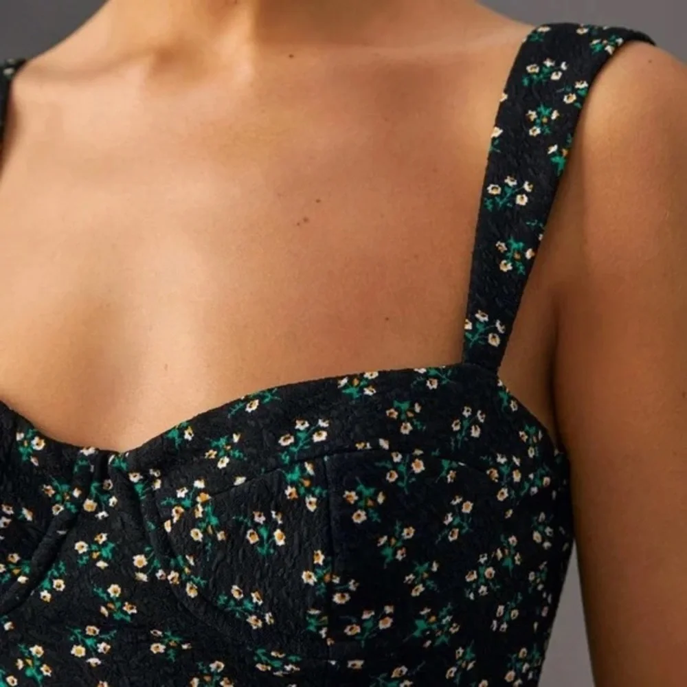 Anthropologie Hutch Ditsy Floral Corset Mini Dress Black womens M - Picture 3 of 12